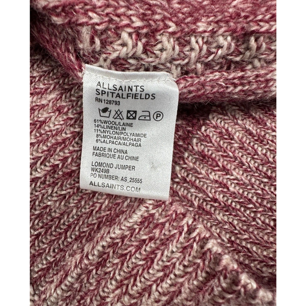 ALLSAINTS Lomond Jumper Womens Size 4 Cable-Knit Wool Linen Sweater Pink - Picture 6 of 7